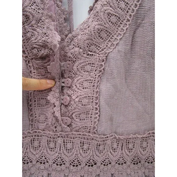 Bluivy Dress Large Fit Flare Ruffle Crochet Boho Pullover NEW - Picture 7 of 13